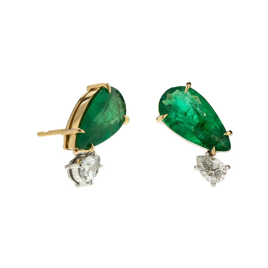 Emerald Double Pear Stud Earrings