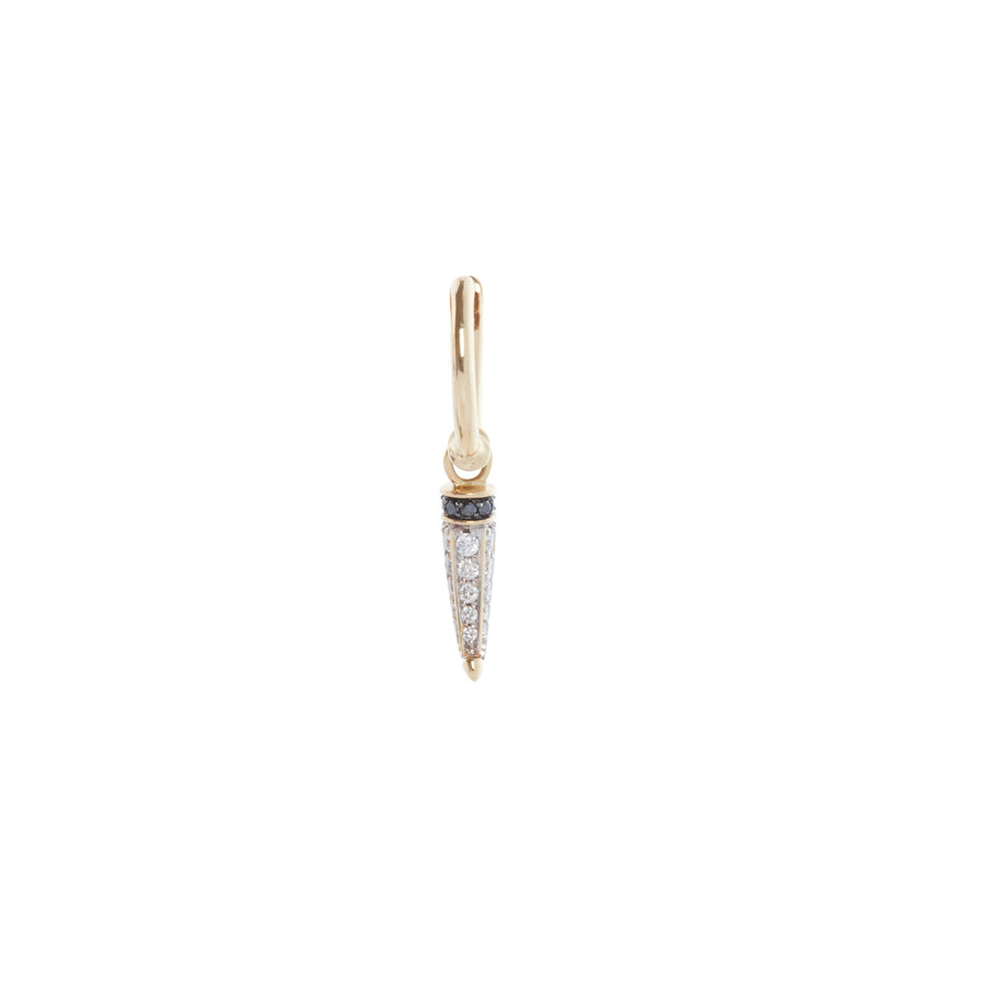 Ara Vartanian Horn Hoop Earring - Black and White Diamond - Earrings - Broken English Jewelry front view