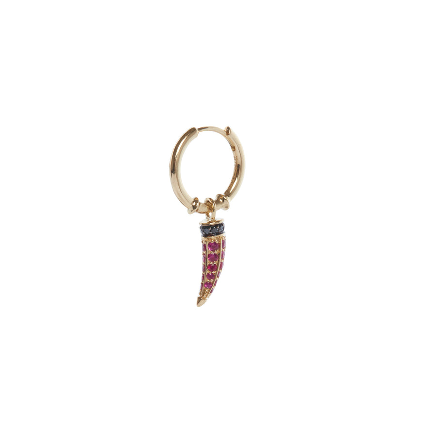 Ara Vartanian Horn Hoop Earring - Black Diamond and Ruby - Earrings - Broken English Jewelry side view