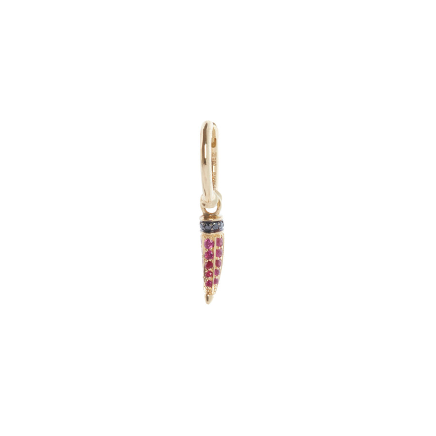 Ara Vartanian Horn Hoop Earring - Black Diamond and Ruby - Earrings - Broken English Jewelry front view