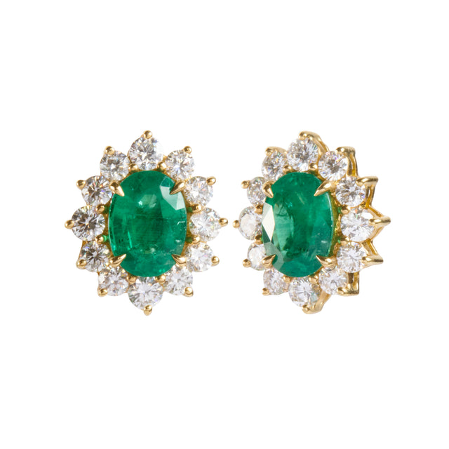 Emerald Floral Stud Earrings