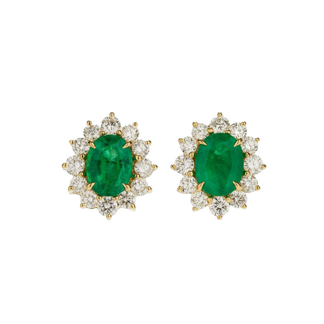 Emerald Floral Stud Earrings