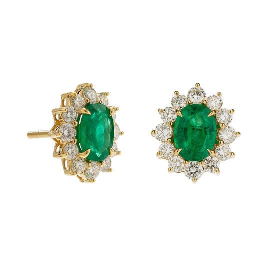 Emerald Floral Stud Earrings