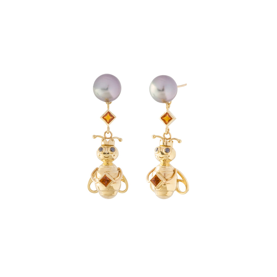 Daniela Villegas Citrine and Diamond Bee Earrings - Earrings