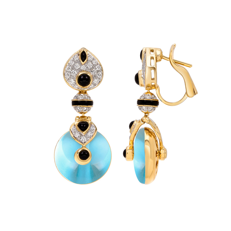Small Pneu Blue Green Bead Set on earrings