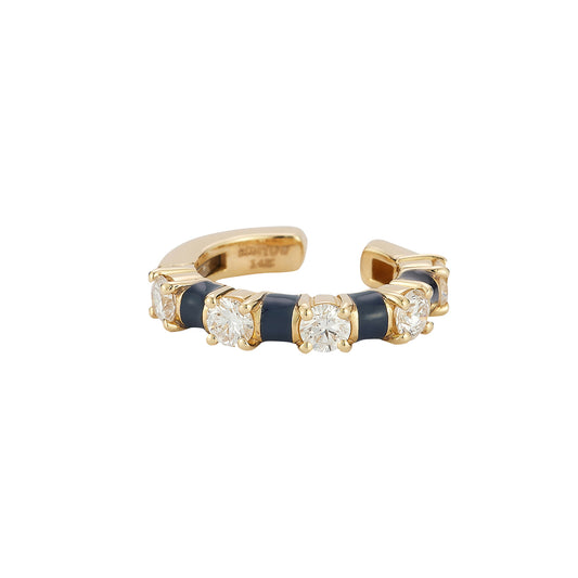 Diamond and Navy Enamel Ear Cuff - Main Img