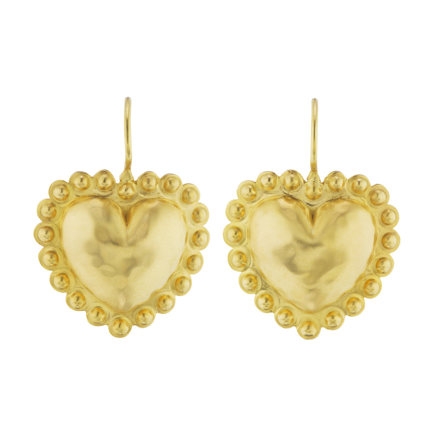 Christina Alexiou Medium Circle Border Heart Earrings - Earrings - Broken English Jewelry front view