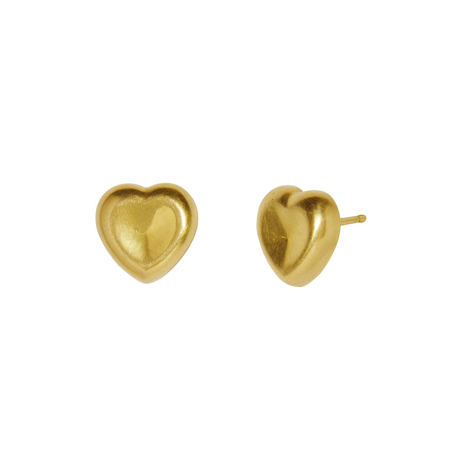 Christina Alexiou Puffy Heart Stud Earrings - Earrings - Broken English Jewelry front and side view