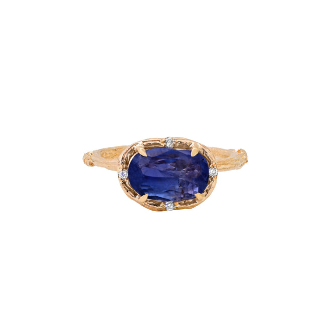 Cerulean Sapphire and Diamond Ring