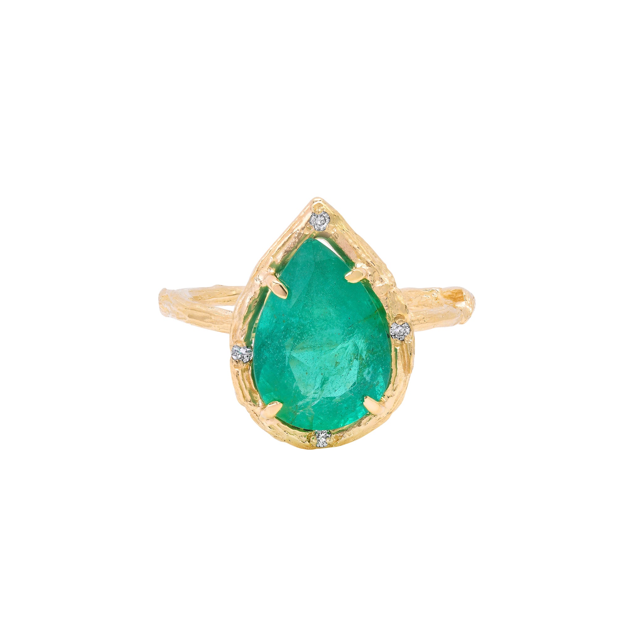 Emerald and Diamond Tide Ring