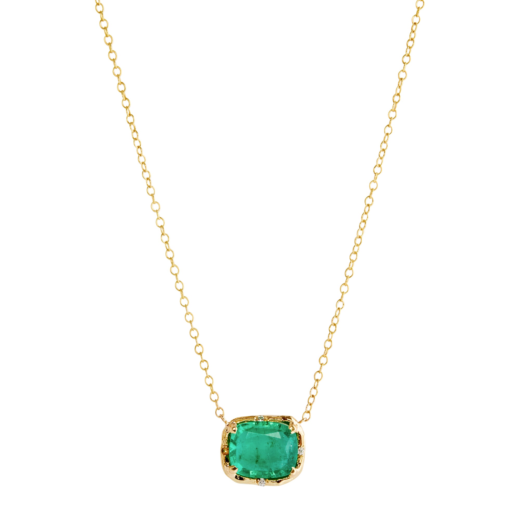 Emerald and Diamond Bloom Necklace