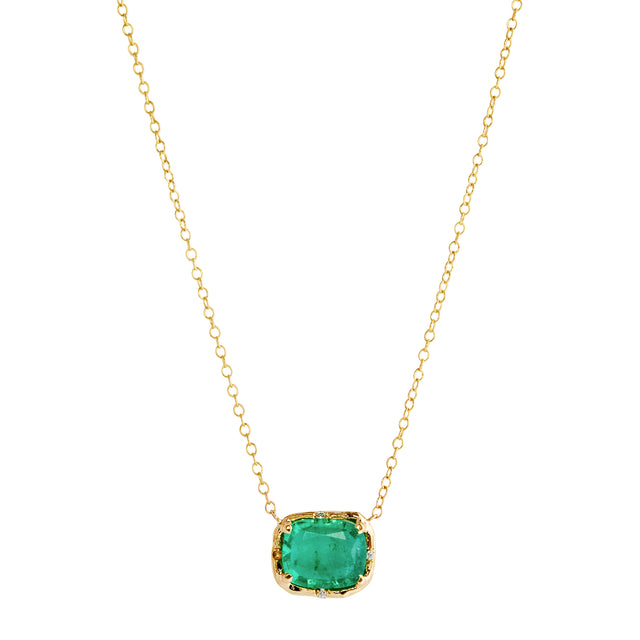 Emerald and Diamond Bloom Necklace
