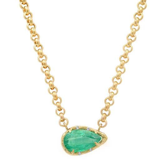 Emerald and Diamond Forest Necklace - Main Img