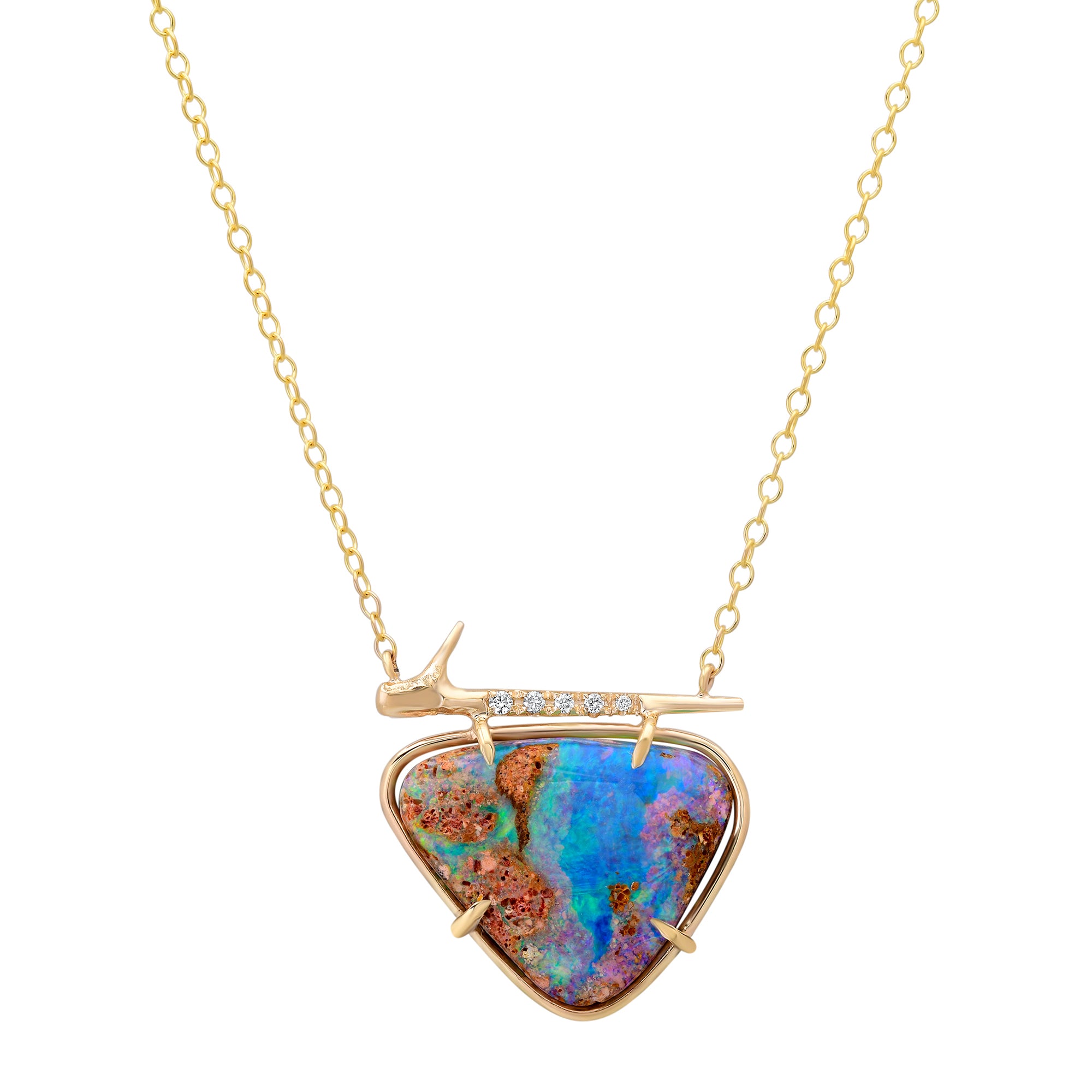 Lavender Opal and Diamond Thorn Necklace