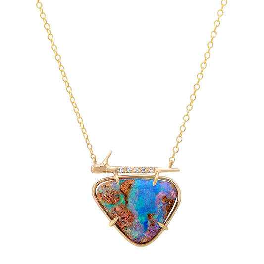 Lavender Opal and Diamond Thorn Necklace - Main Img
