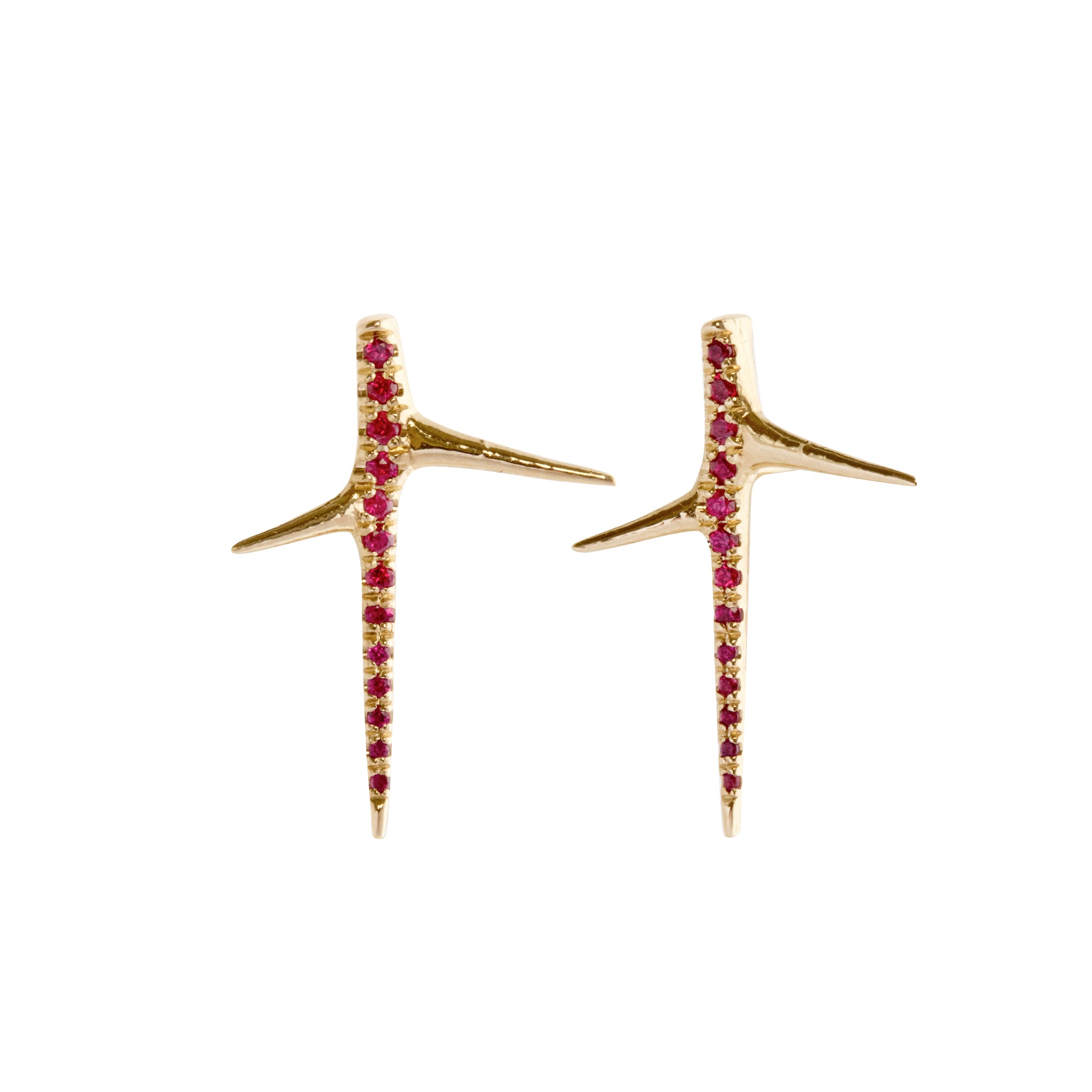 Ruby Thorn Stud Earrings