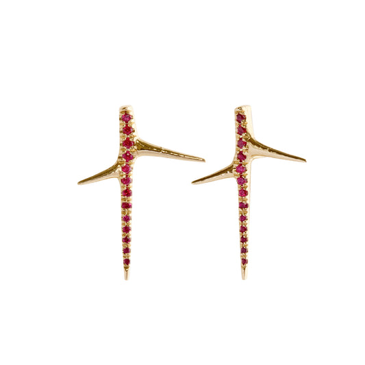 Ruby Thorn Stud Earrings - Main Img