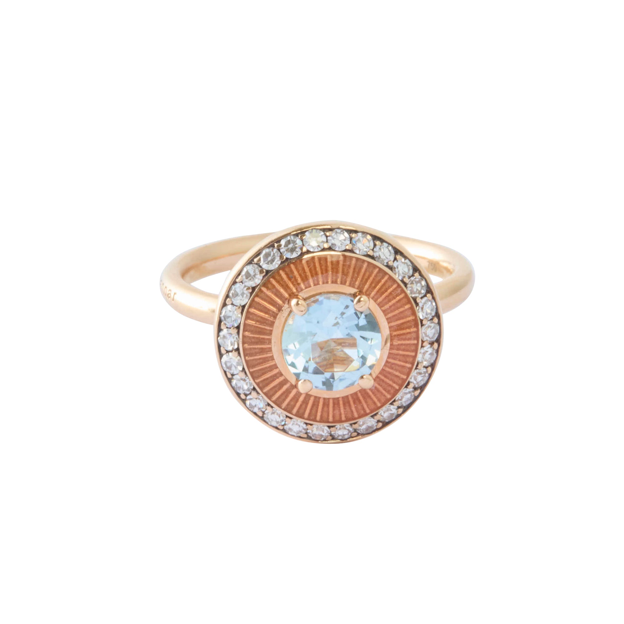 Mina Ring with Diamond and Aquamarine Orange Enamel