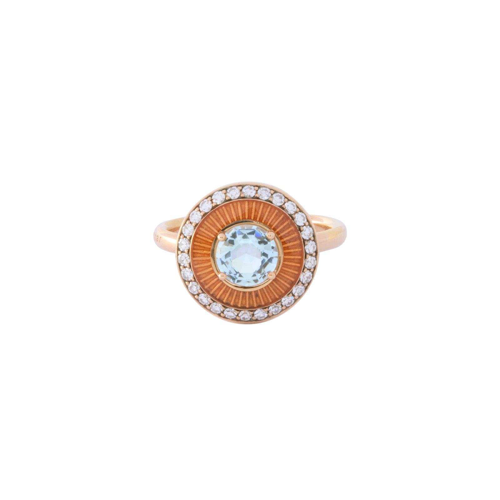 Selim Mouzannar Mina Round Aquamarine Ring - Orange Enamel - Rings - Broken English Jewelry
