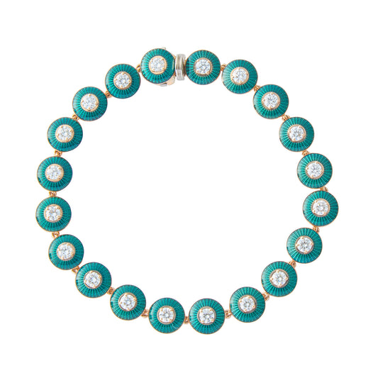 Mina Diamond Bracelet - Petrol Enamel - Main Img