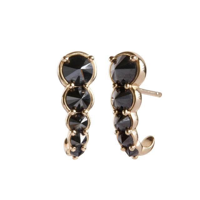 Black Diamond Curled Earrings
