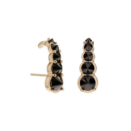 Black Diamond Curled Earrings - Main Img