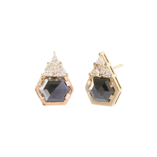 Prism Earrings - Black Diamond and White Diamond - Main Img