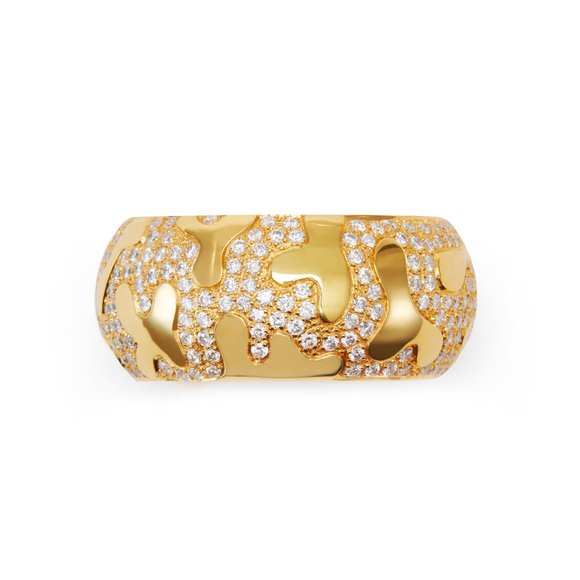 Debossed II Ring with Pave Diamonds