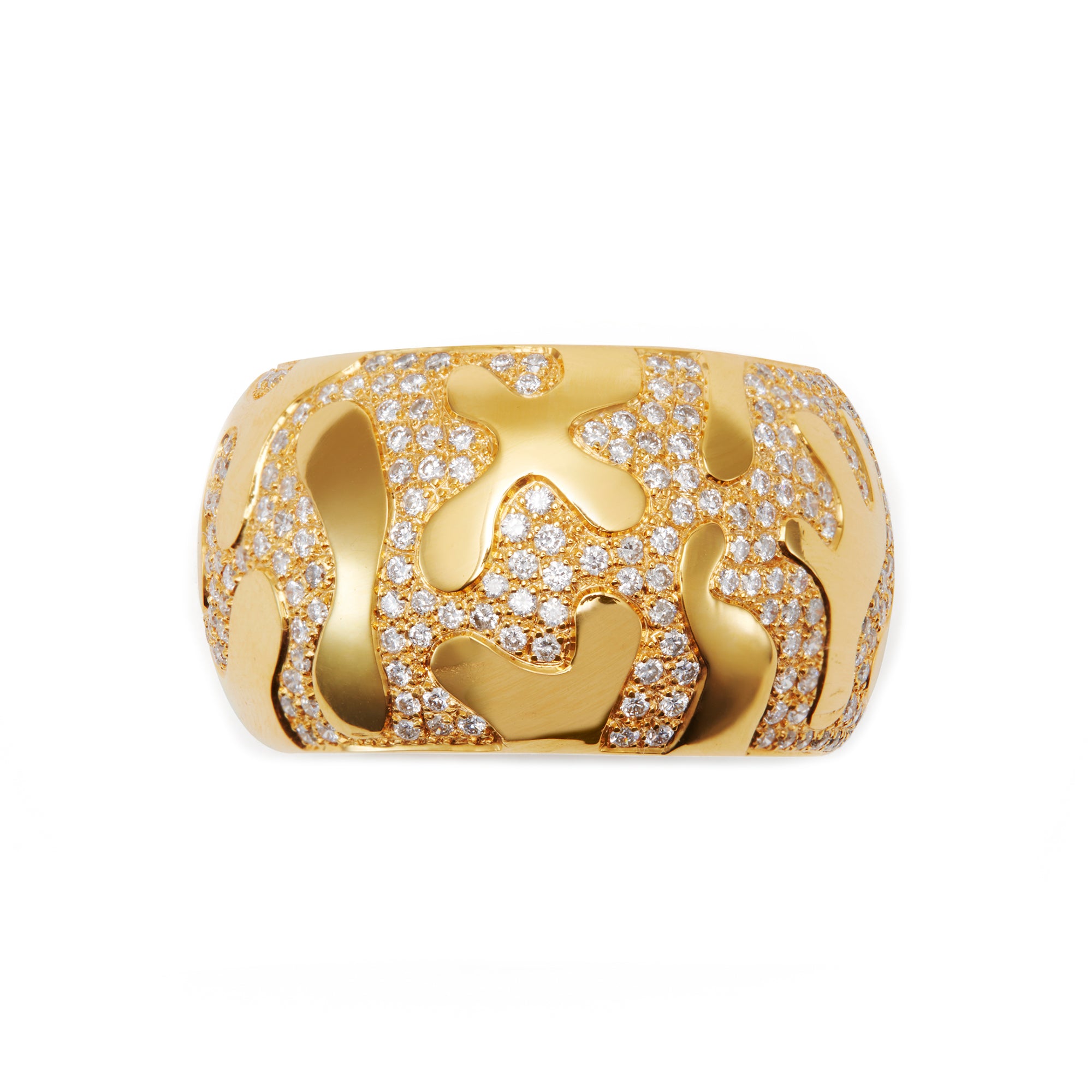 Debossed III Ring with Pave Diamonds