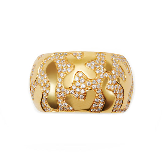 Debossed III Ring with Pave Diamonds - Main Img