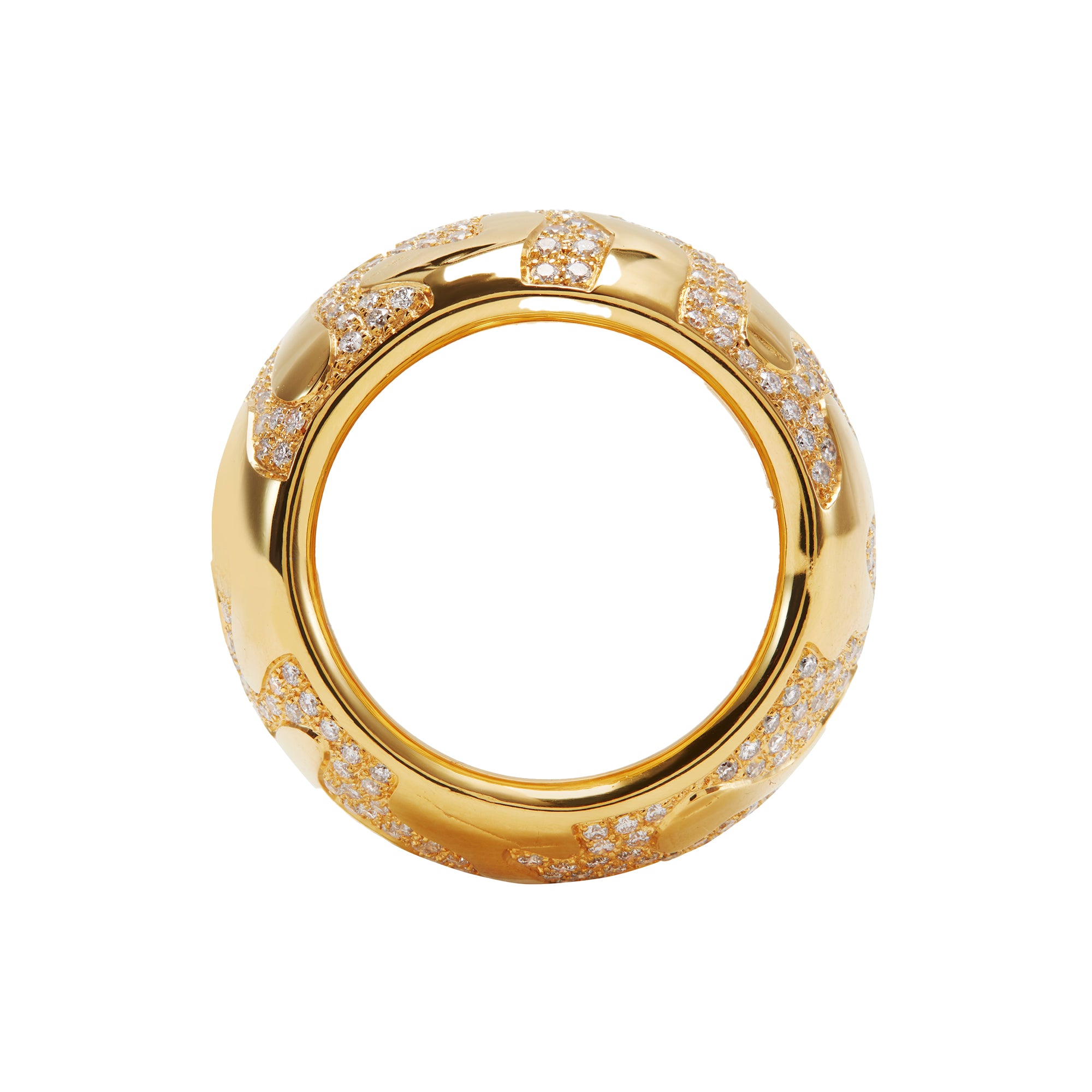 Debossed III Ring with Pave Diamonds