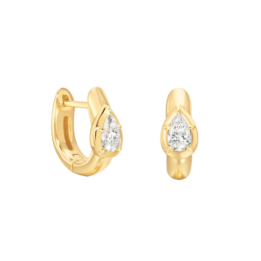 Pear Diamond Solis Huggies - Main Img