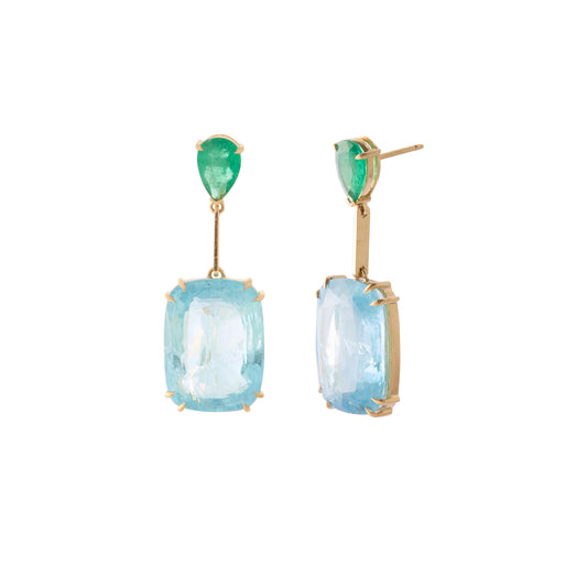 Emerald and Aquamarine Gala Earrings - Main Img