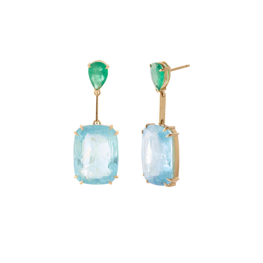 YI Collection Emerald and Aquamarine Gala Earrings - Earrings