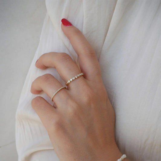Bezel Stack Ring - White Gold