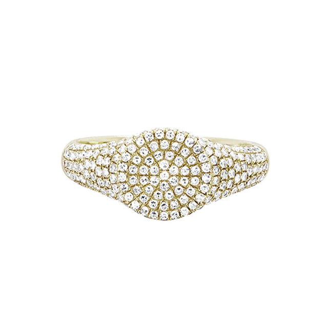 EF Collection Diamond Signet Ring - Yellow Gold - Broken English Jewelry front view