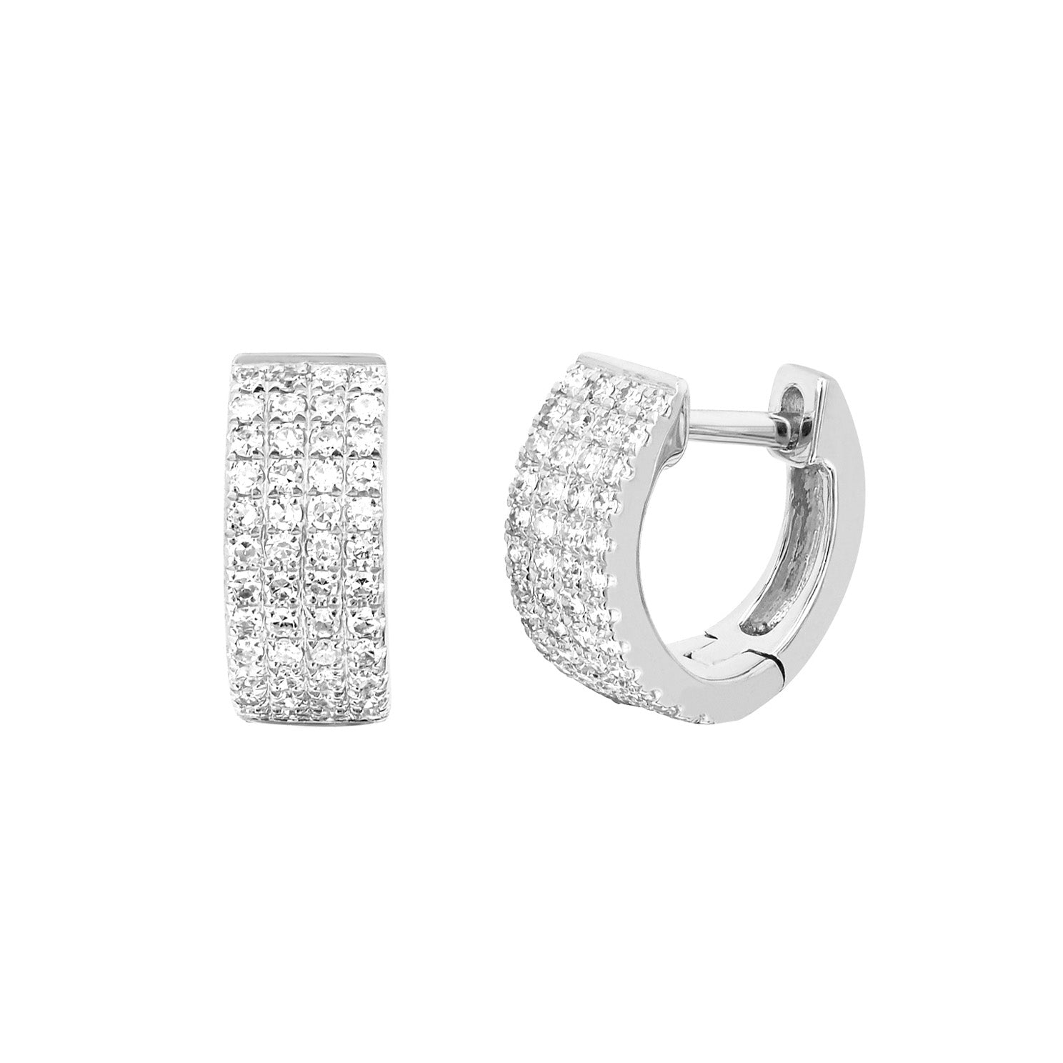EF Collection Jumbo Mini Huggies - White Gold - Earrings - Broken English Jewelry