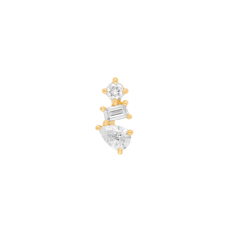 EF Collection Single Multi Faceted Diamond Stud Earring, front view
