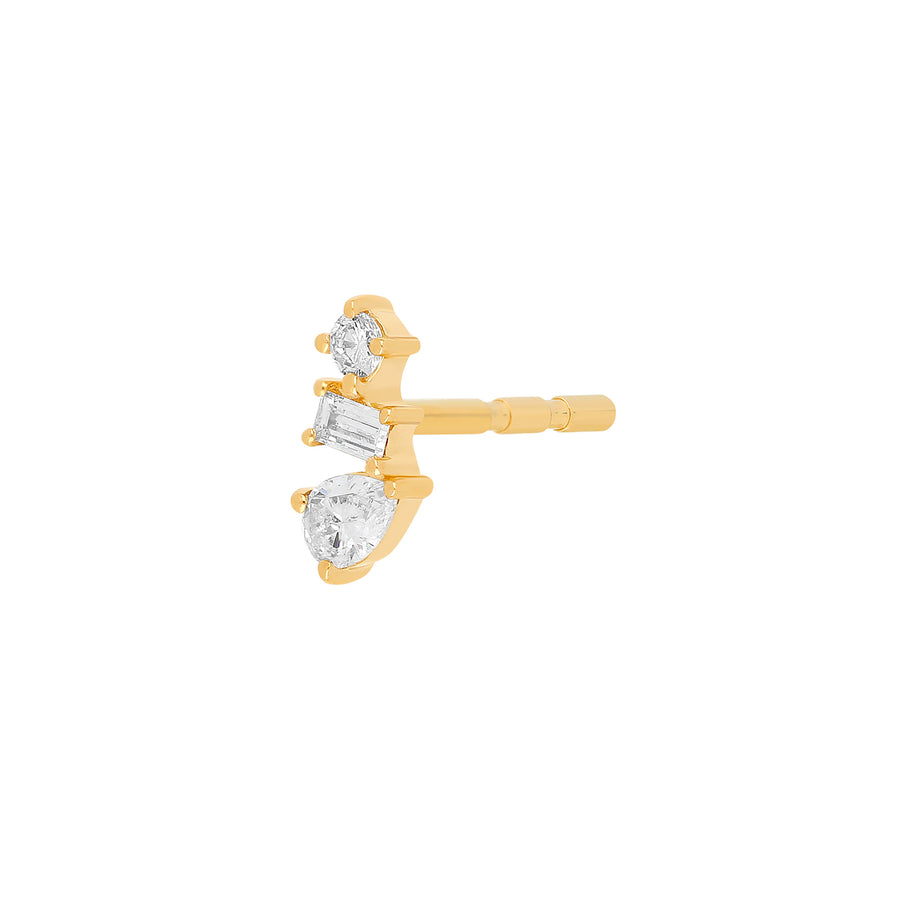 EF Collection Single Multi Faceted Diamond Stud Earring, side view