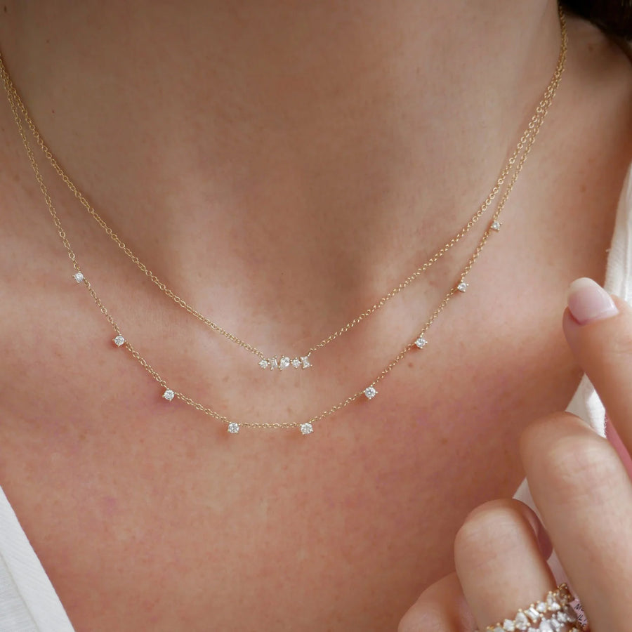 EF Collection Multifaceted Diamond Mini Bar Necklace - Necklaces - Broken English Jewelry on model