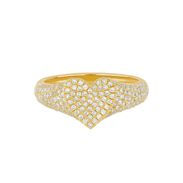 EF Collection Diamond Heart Signet Ring - Earrings - Broken English Jewelry front view