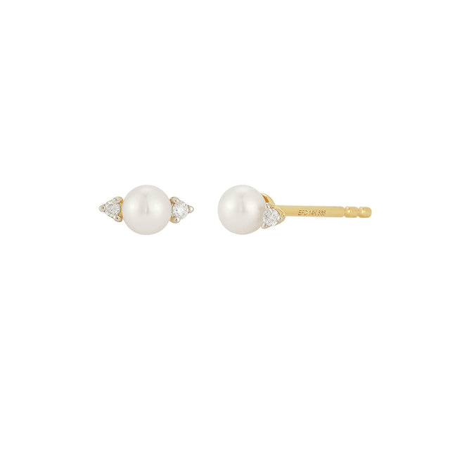 EF Collection Diamond and Pearl Stud Earrings - Earrings - Broken English Jewelry