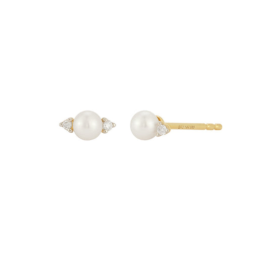 Diamond and Pearl Stud Earrings - Main Img
