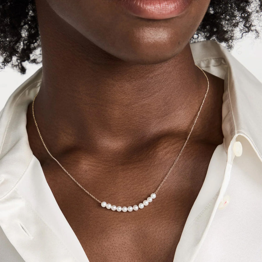 EF Collection Adjustable Pearl Necklace - Necklaces - Broken English Jewelry on model
