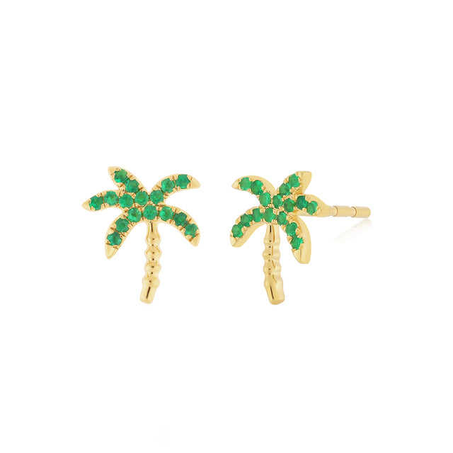 Emerald Wild Palm Stud Earrings