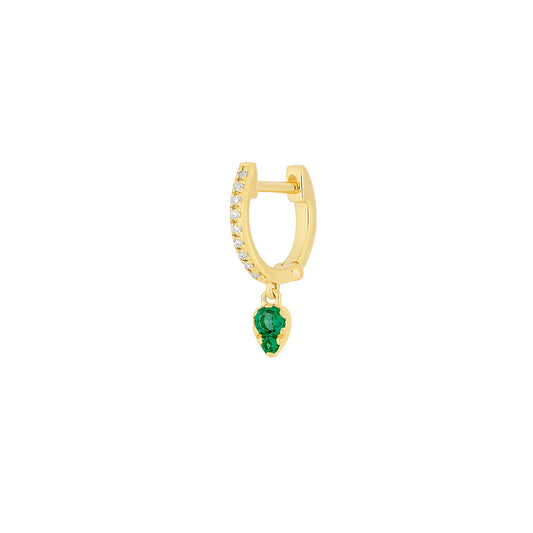 Emerald and Diamond Teardrop Mini Huggie Earring