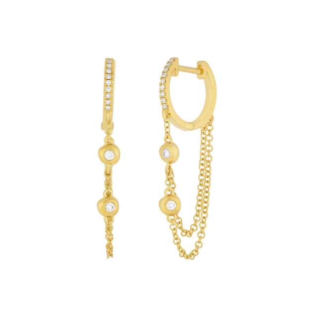 Pillow Chain Diamond Mini Huggie Earrings