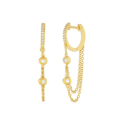Pillow Chain Diamond Mini Huggie Earrings - Main Img