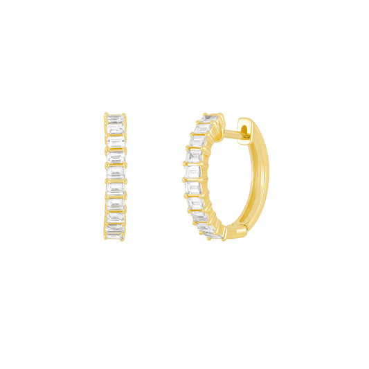 Baguette Hoop Earrings - Yellow Gold - Main Img
