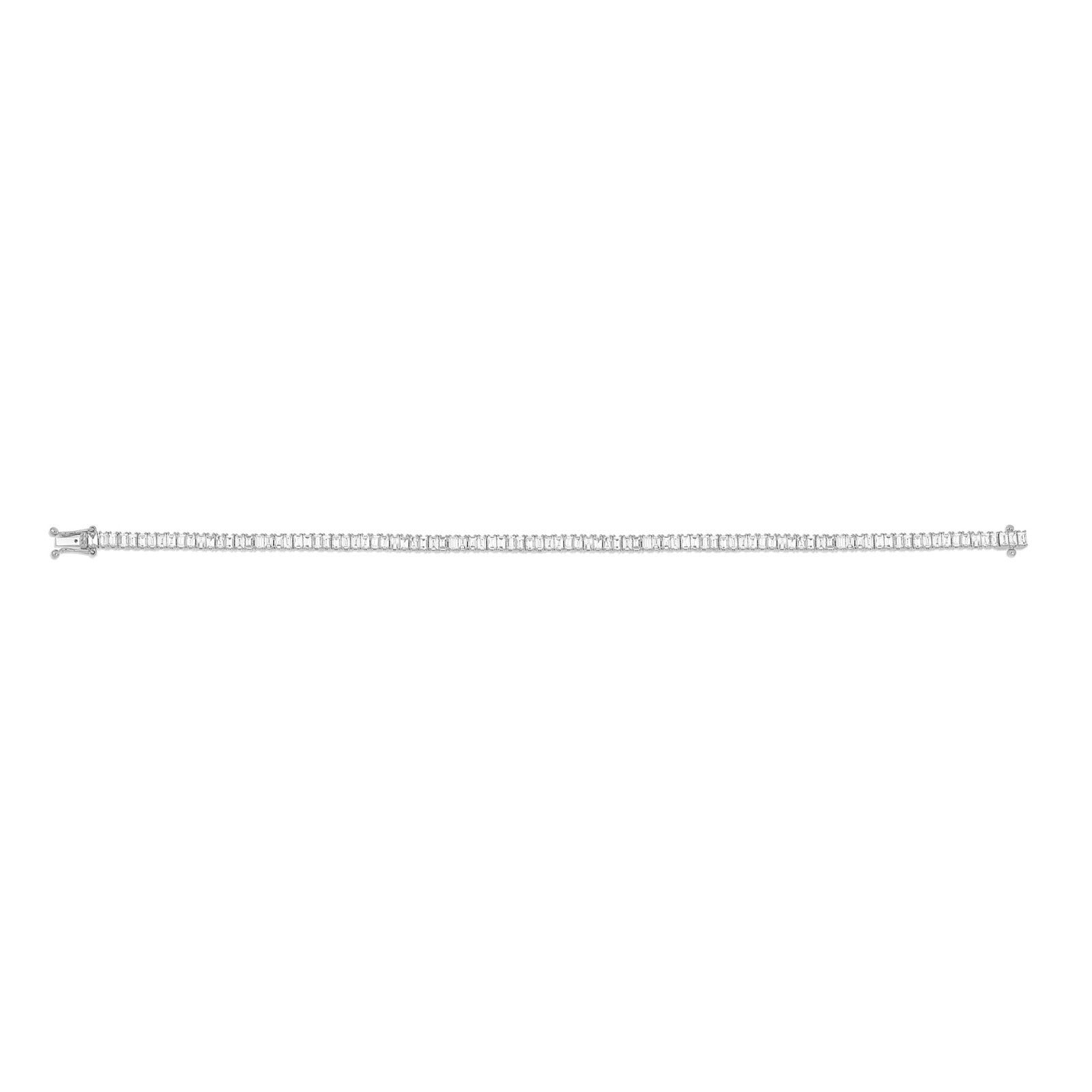 EF Collection Baguette Eternity Bracelet - White Gold -  Bracelets - Broken English Jewelry top view
